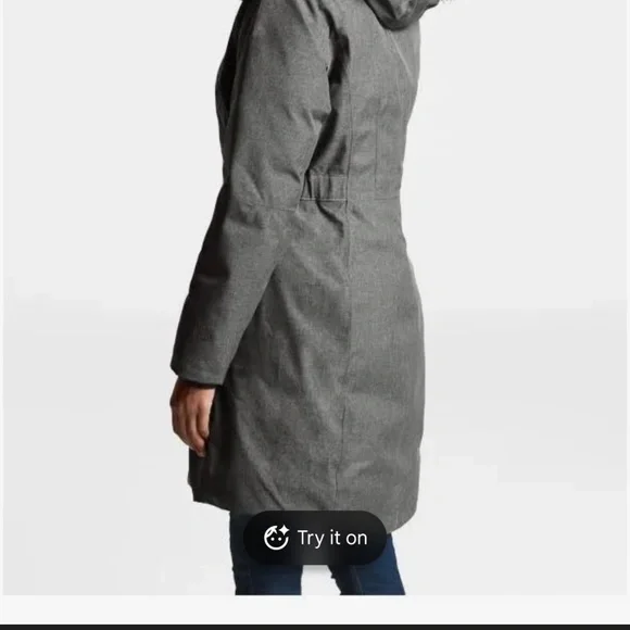 Grey North Face Artic Parka, Size XL - Picture 4 of 5